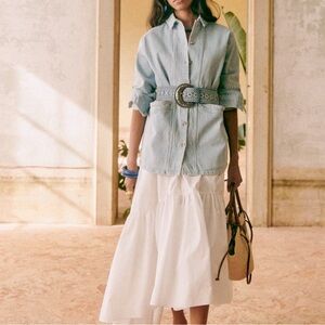 Sezane Will Jacket M Striped Denim